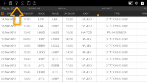 search function flight data flygo pilot logbook app